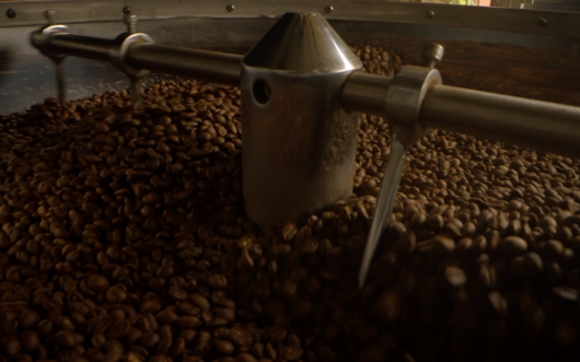 coffee beans in roaster