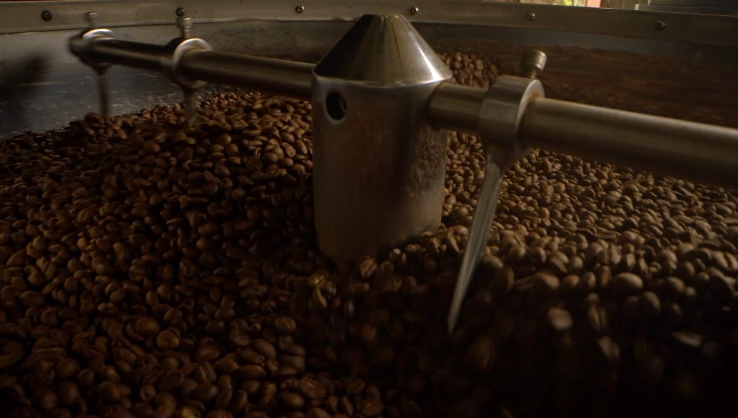 coffee beans in roaster